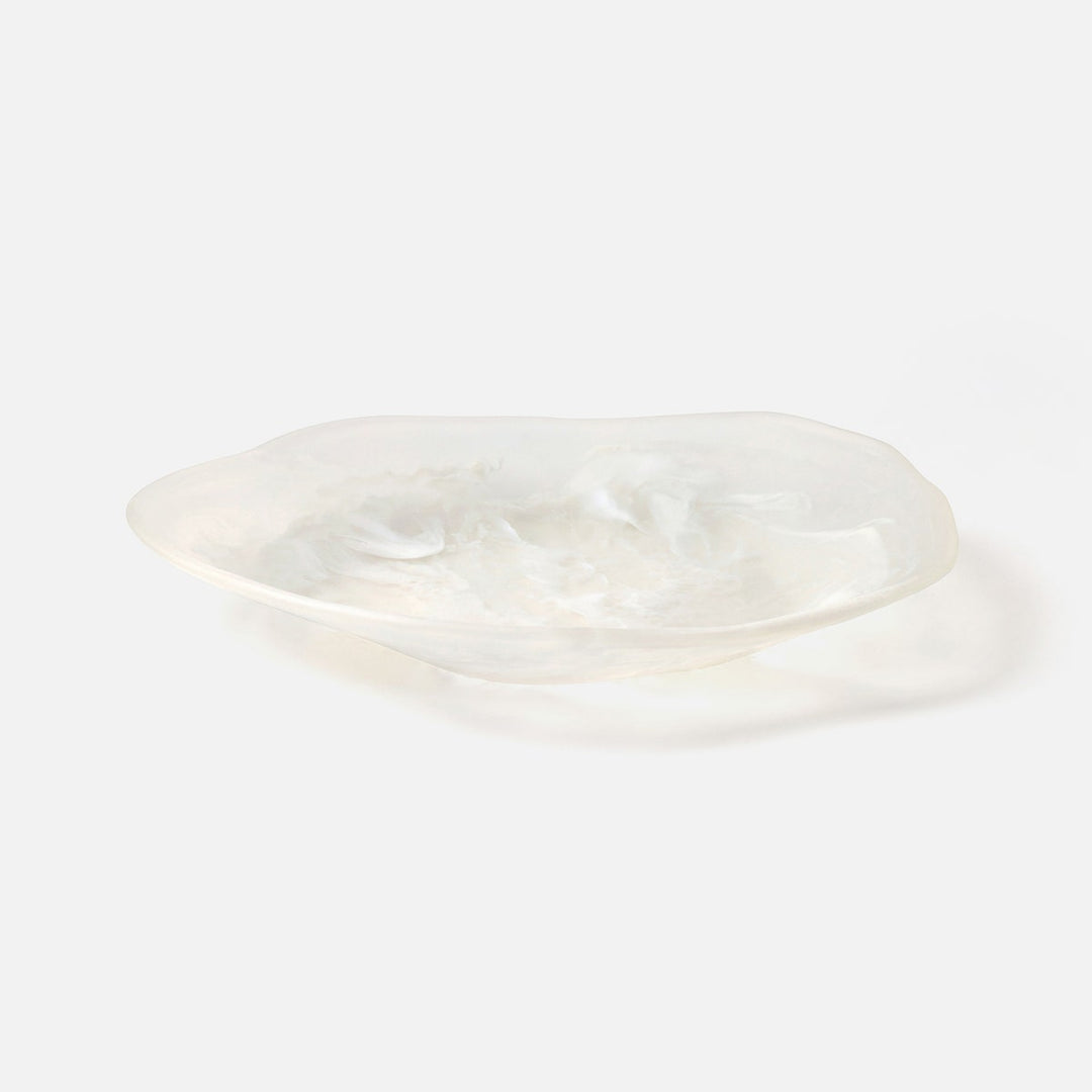 Beatrix White Swirled Serving Trays Resin Set/2