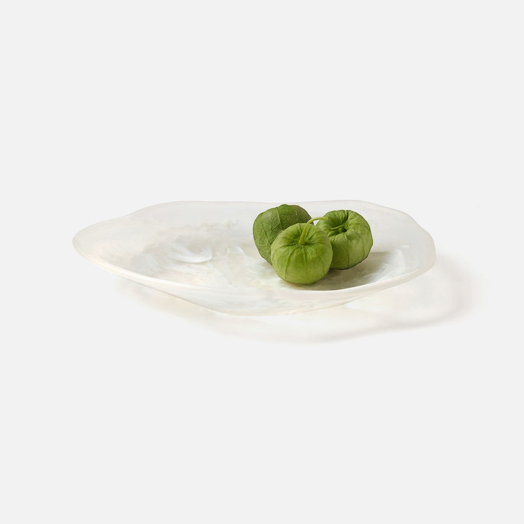 Beatrix White Swirled Serving Trays Resin Set/2