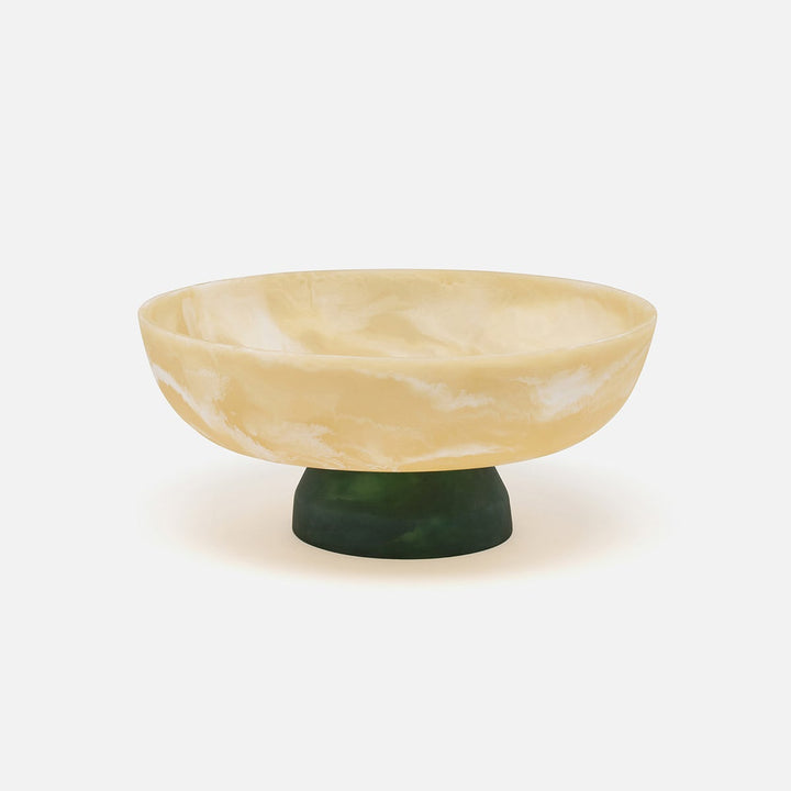 Benno Ivory/Hunter Green Swirled Fruit Bowl Large Resin