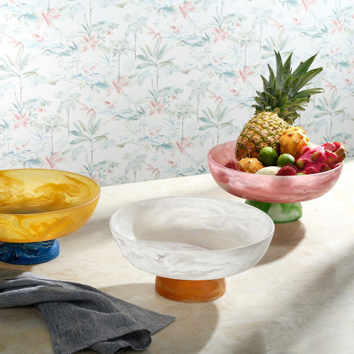 Benno Pink/Green Swirled Fruit Bowl Large Resin
