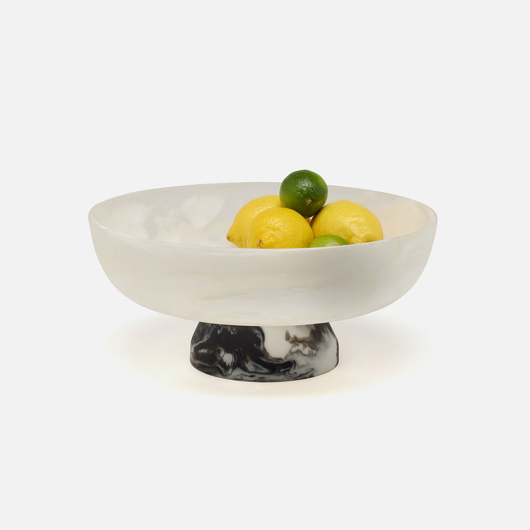 Benno White/Black Swirled Fruit Bowl Large Resin