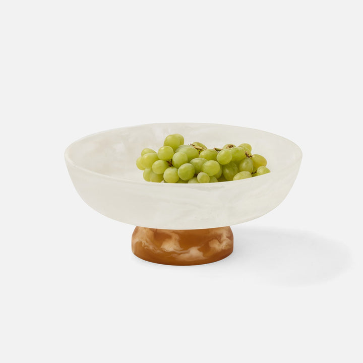 Benno White/Amber Swirled Fruit Bowl Large Resin