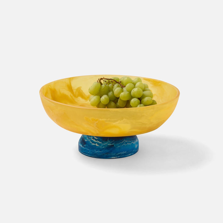 Benno Yellow/Blue Swirled Fruit Bowl Large Resin