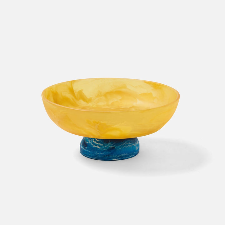 Benno Yellow/Blue Swirled Fruit Bowl Large Resin