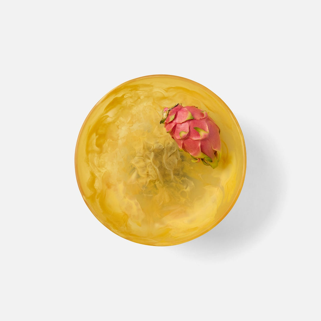 Benno Yellow/Blue Swirled Fruit Bowl Large Resin
