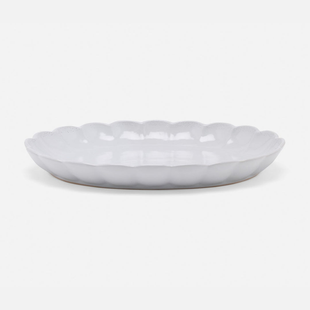 Camilla Cloud Gray Oval Serving Platter Stoneware Large Pack/2