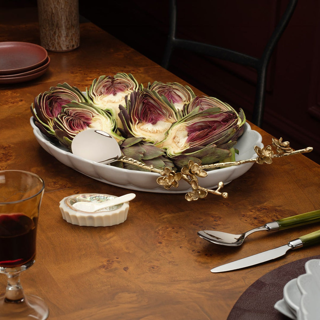 Camilla Cloud Gray Oval Serving Platter Stoneware Large Pack/2