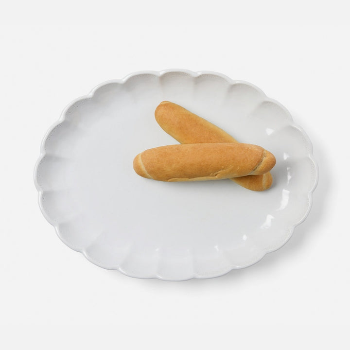 Camilla Cloud Gray Oval Serving Platter Stoneware Large Pack/2