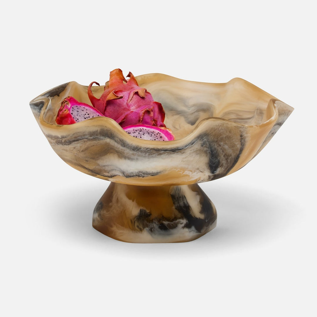 Cara Black/Tan Swirled Fruit Bowl Large Resin