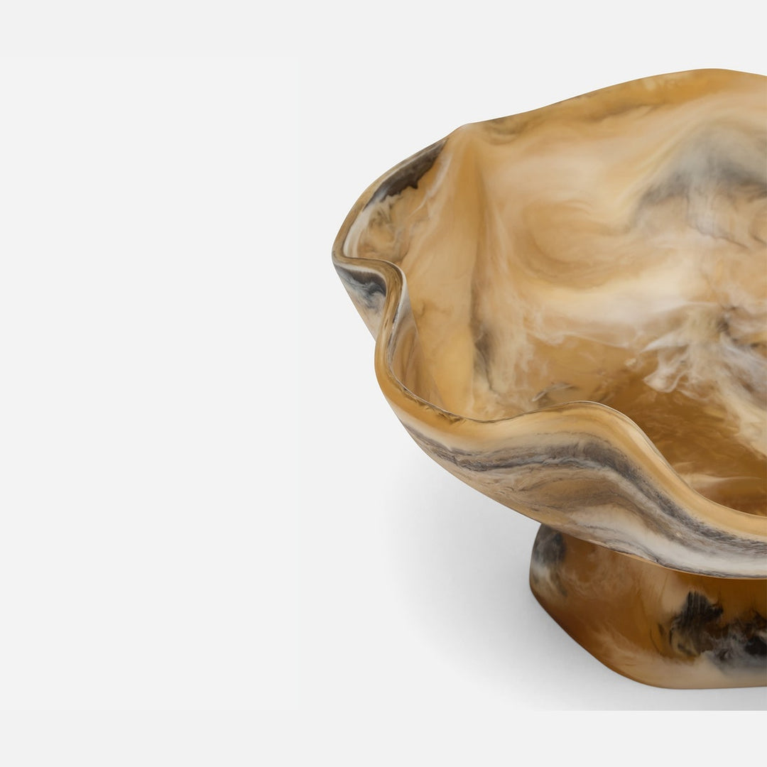 Cara Black/Tan Swirled Fruit Bowl Large Resin