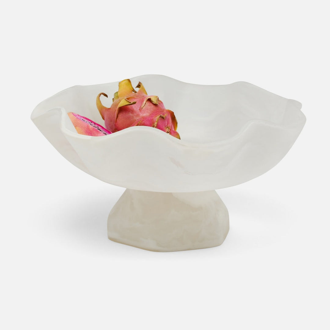 Cara White Swirled Fruit Bowl Large Resin