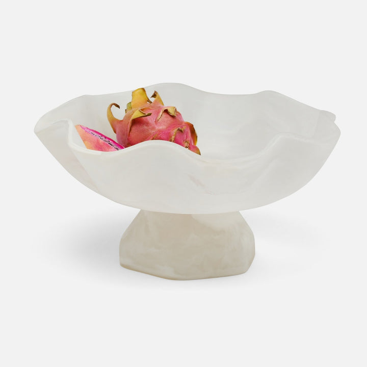 Cara White Swirled Fruit Bowl Large Resin
