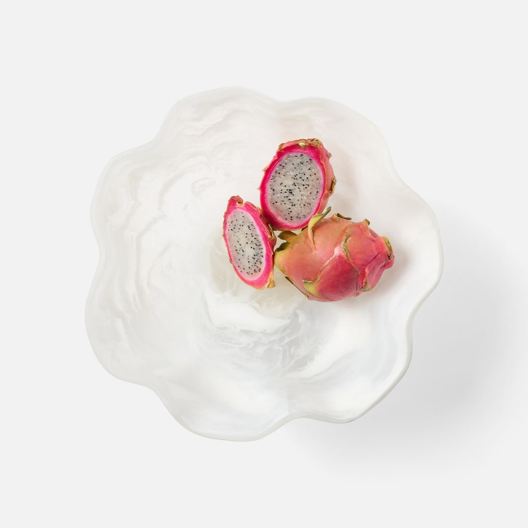 Cara White Swirled Fruit Bowl Large Resin