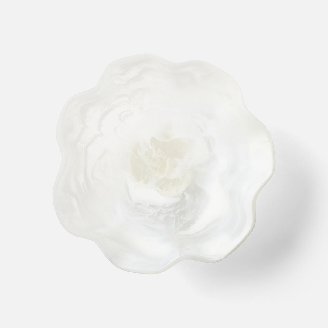 Cara White Swirled Fruit Bowl Large Resin