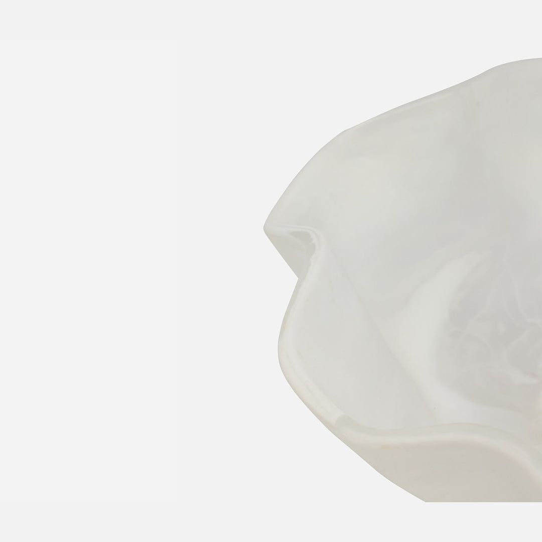Cara White Swirled Fruit Bowl Large Resin