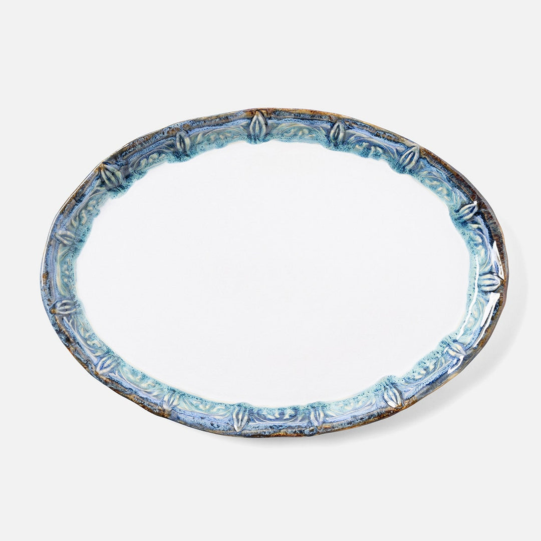 Delara Light Azure Oval Serving Platter Stoneware Pack/2