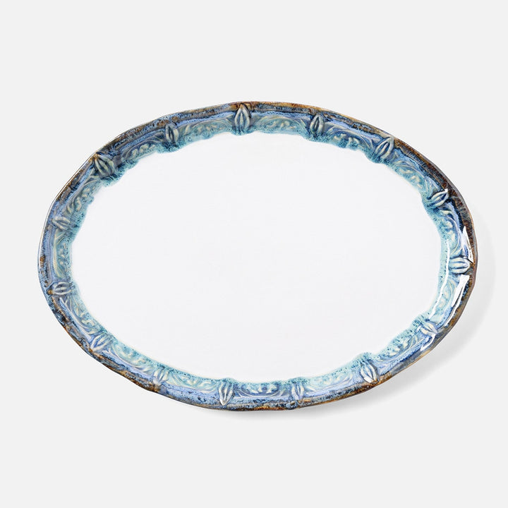 Delara Light Azure Oval Serving Platter Stoneware Pack/2