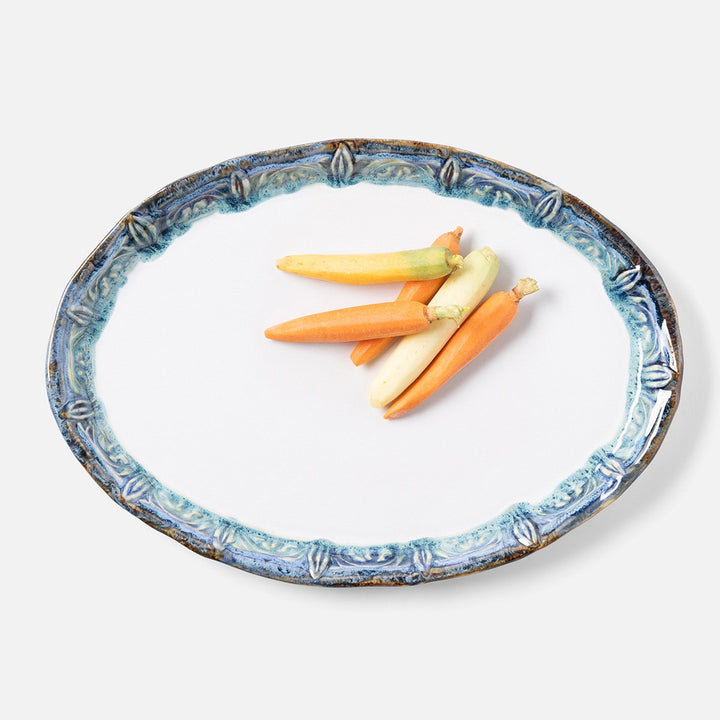 Delara Light Azure Oval Serving Platter Stoneware Pack/2