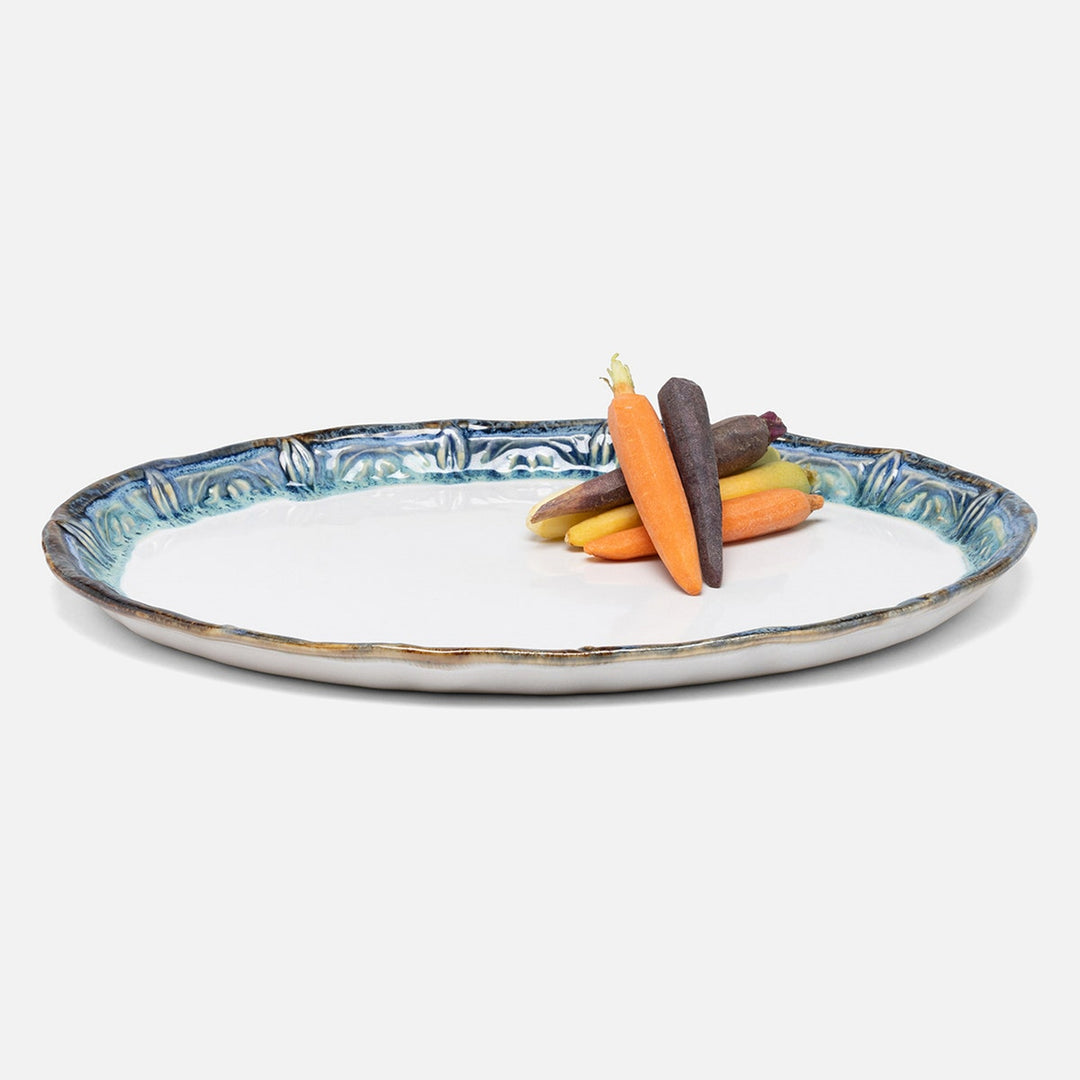 Delara Light Azure Oval Serving Platter Stoneware Pack/2