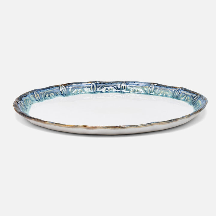 Delara Light Azure Oval Serving Platter Stoneware Pack/2