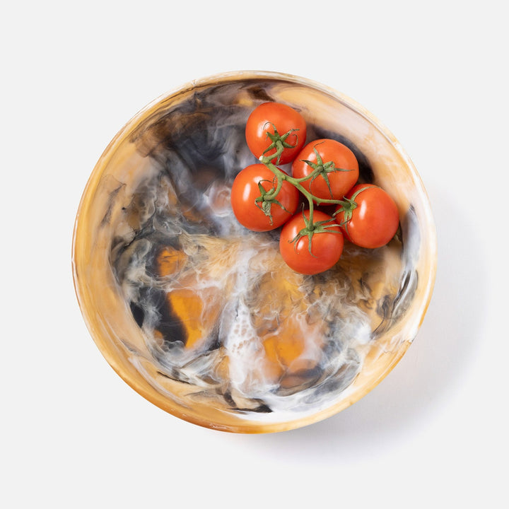 Hugo Black/Tan Swirled Serving Bowl Resin Large