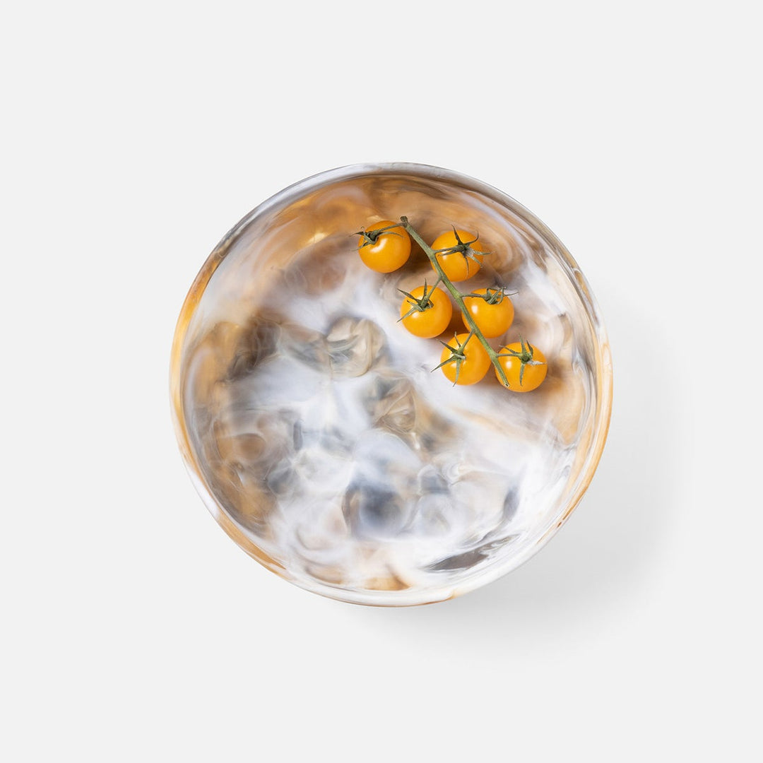 Hugo Black/Tan Swirled Serving Bowl Resin Small Pack/2