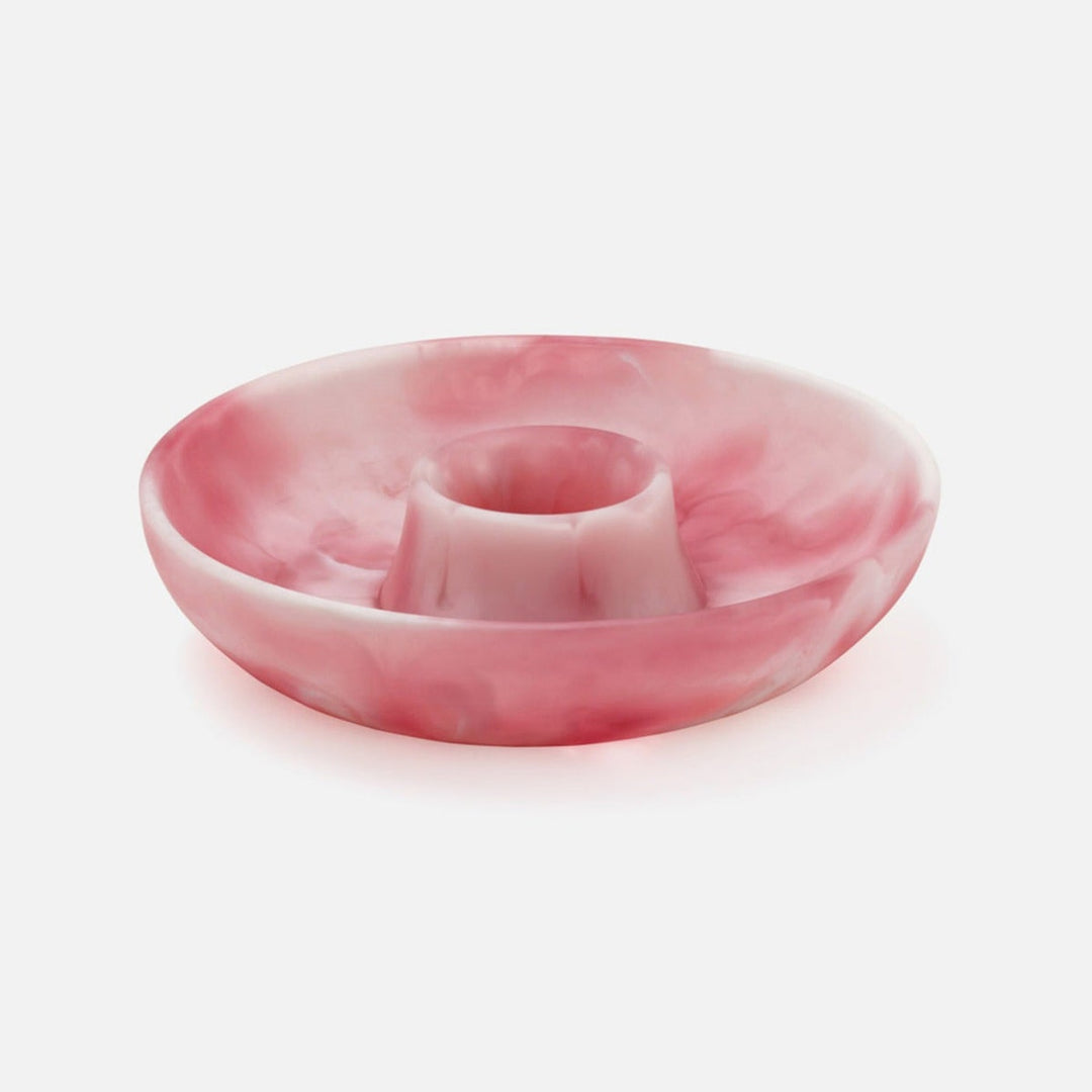 Hugo Pink Swirled Chip And Dip Bowl Resin