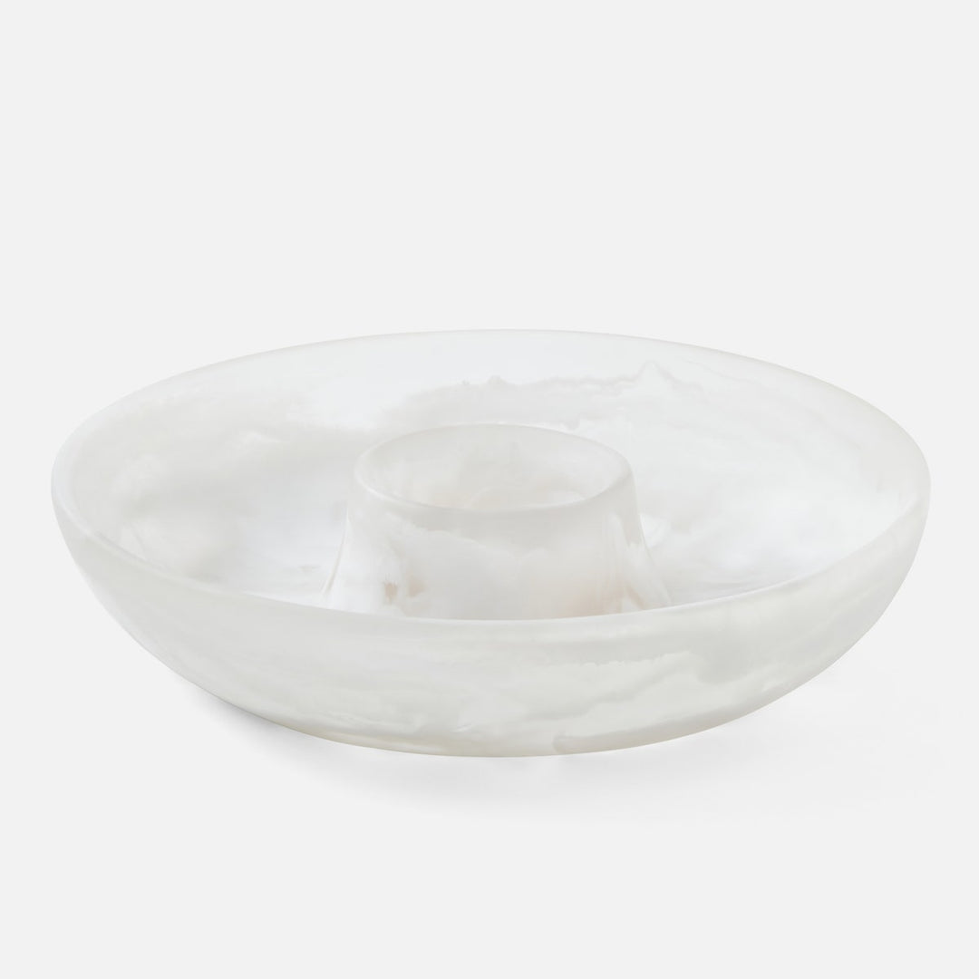 Hugo Amber Swirled Chip And Dip Bowl Resin