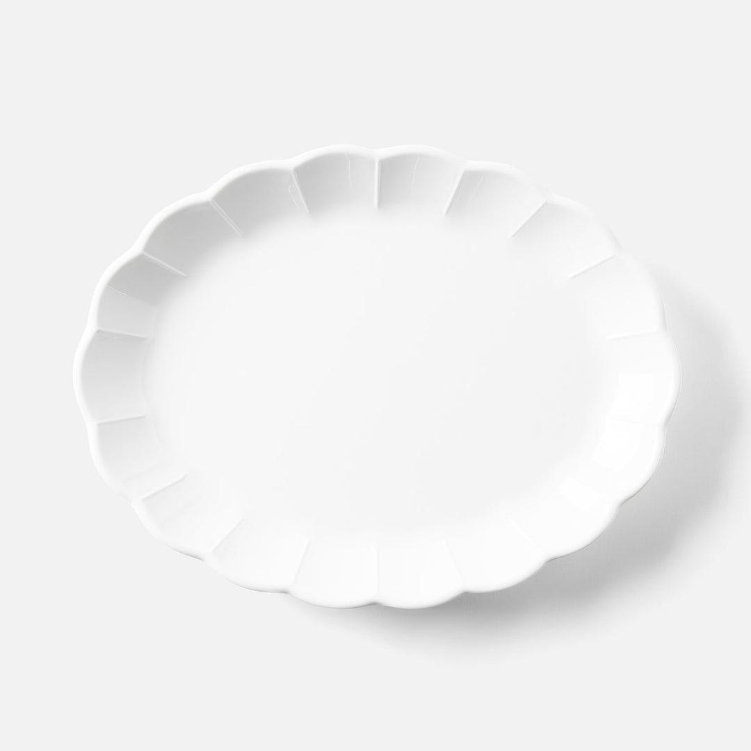 Iris White Scallop Oval Serving Platter Melamine Large Pack/2