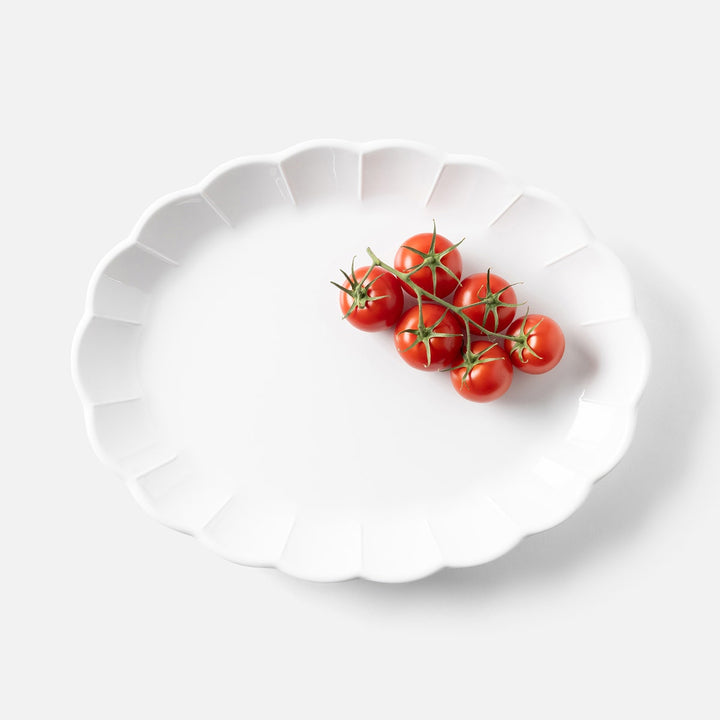 Iris White Scallop Oval Serving Platter Melamine Large Pack/2