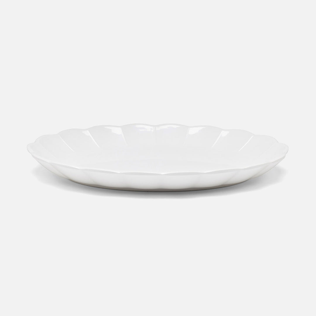 Iris White Scallop Oval Serving Platter Melamine Large Pack/2
