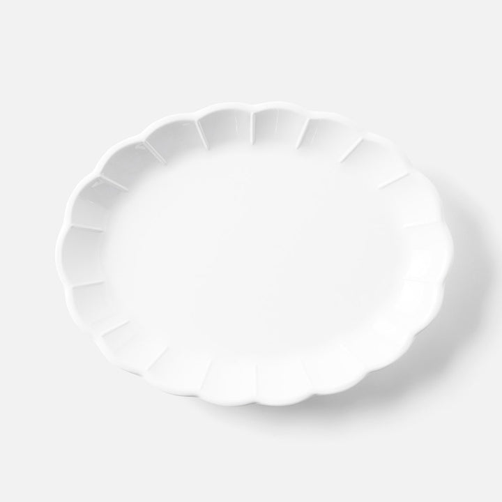 Iris White Scallop Oval Serving Platter Melamine Small Pack/2