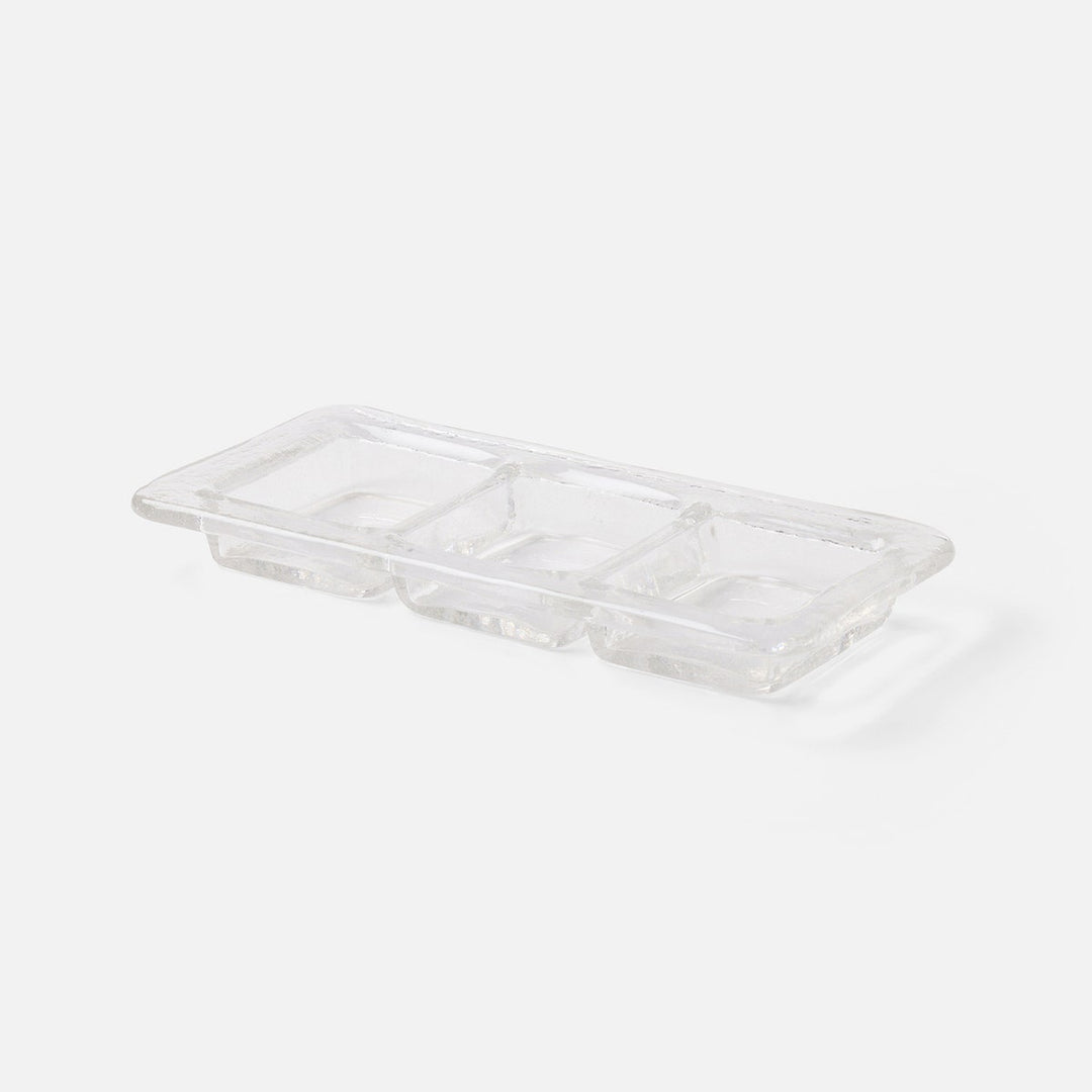 Livingston Clear 3-Section Snack Tray Hand Pressed Glass