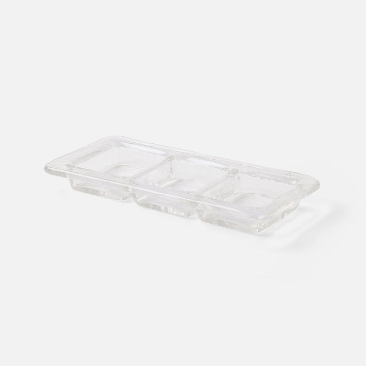 Livingston Clear 3-Section Snack Tray Hand Pressed Glass