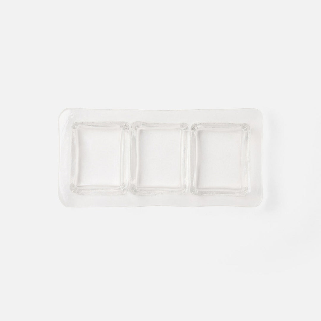 Livingston Clear 3-Section Snack Tray Hand Pressed Glass