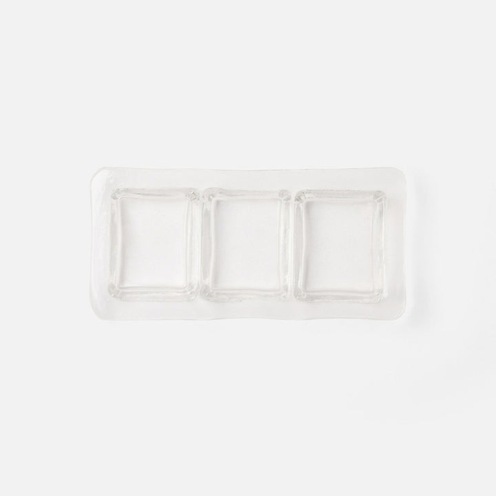 Livingston Clear 3-Section Snack Tray Hand Pressed Glass