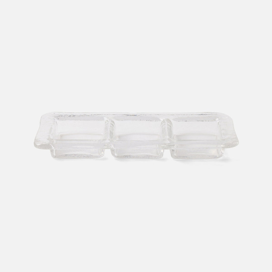 Livingston Clear 3-Section Snack Tray Hand Pressed Glass