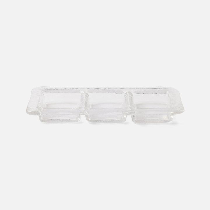 Livingston Clear 3-Section Snack Tray Hand Pressed Glass