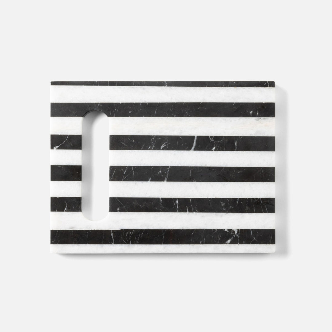 Marceau Black/White Striped Serving Board Marble 9"X12"