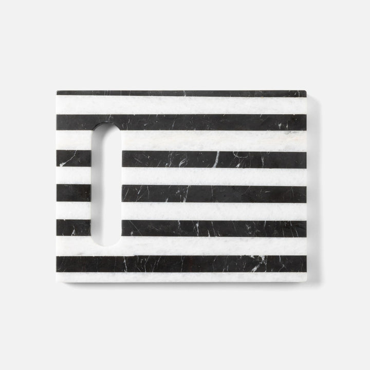Marceau Black/White Striped Serving Board Marble 9"X12"