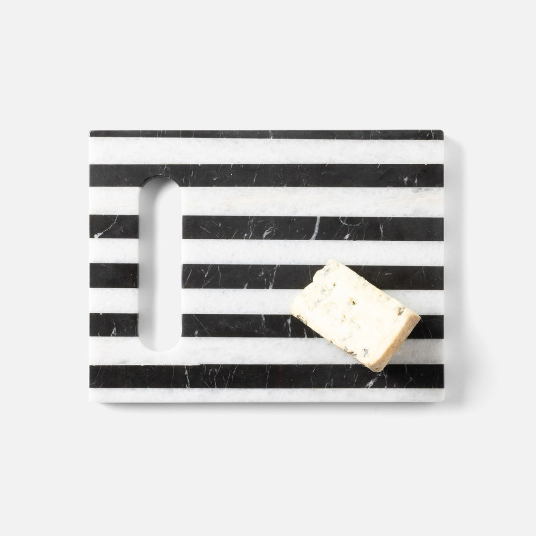 Marceau Black/White Striped Serving Board Marble 9"X12"