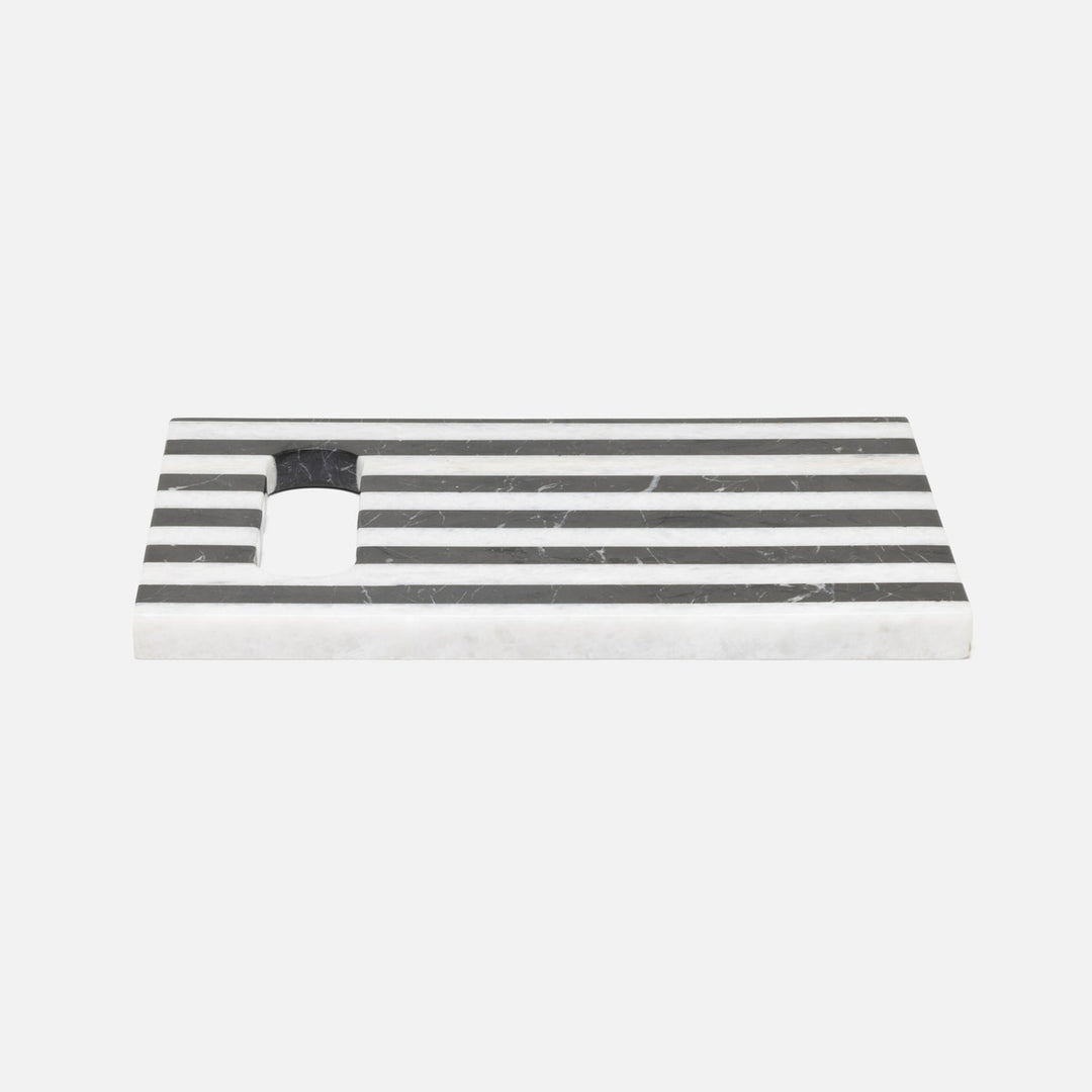 Marceau Black/White Striped Serving Board Marble 9"X12"