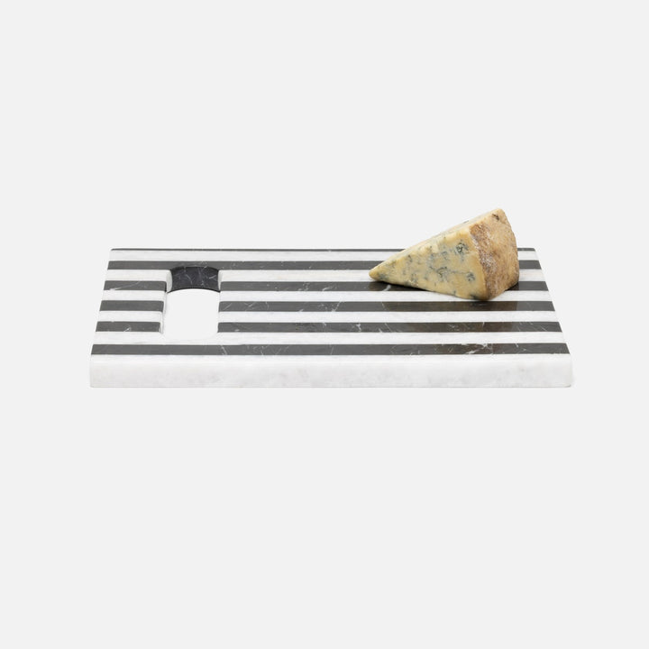 Marceau Black/White Striped Serving Board Marble 9"X12"