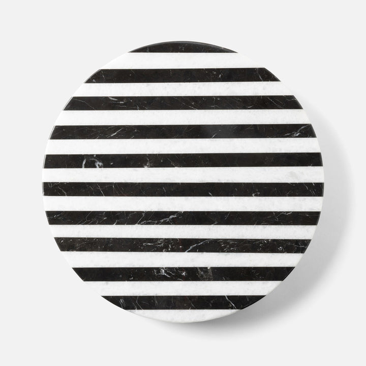 Marceau Black/White Striped Lazy Susan Marble 16"D