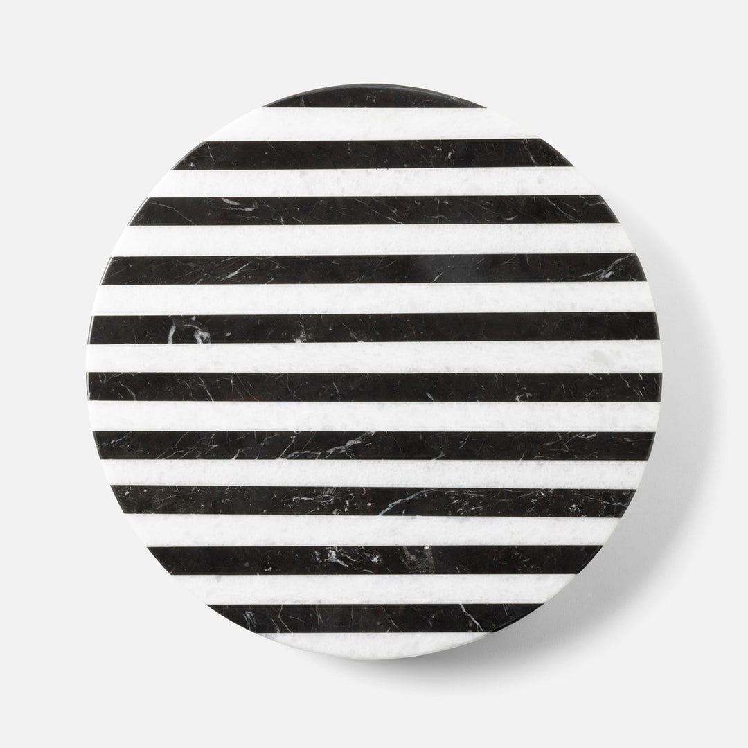 Marceau Black/White Striped Lazy Susan Marble 16"D