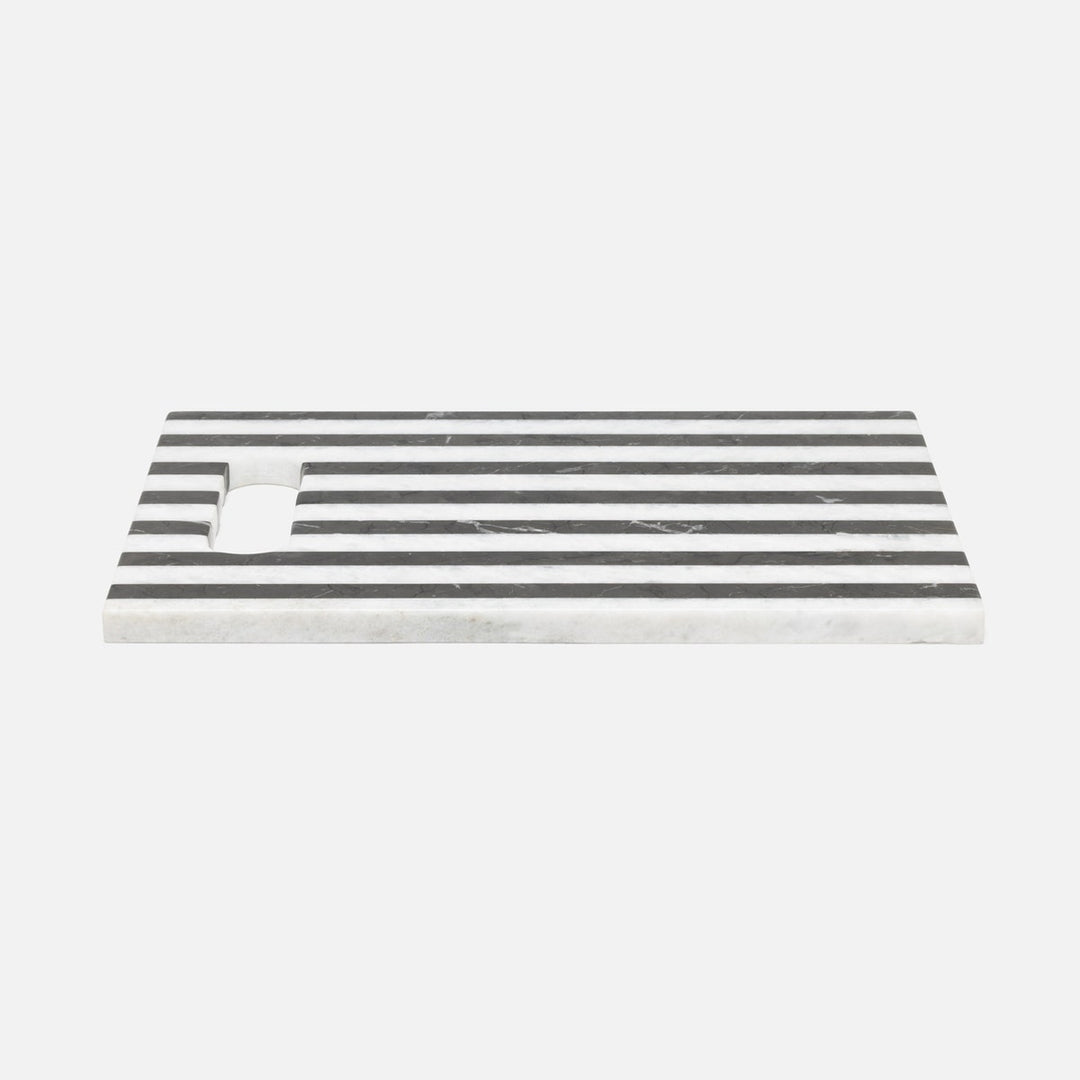 Marceau Black/White Striped Serving Board Marble 12"X16"