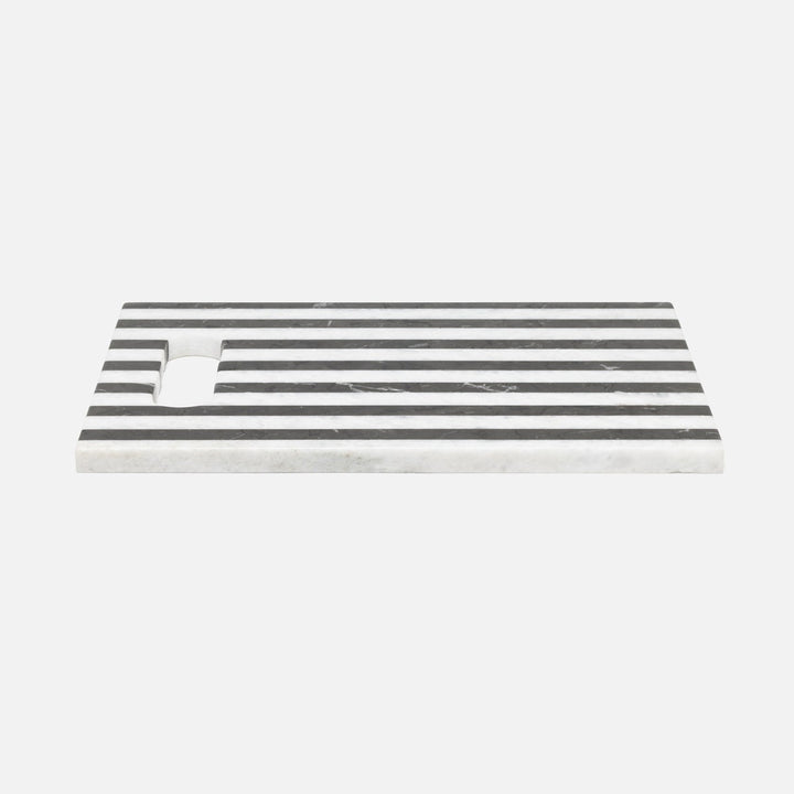 Marceau Black/White Striped Serving Board Marble 12"X16"