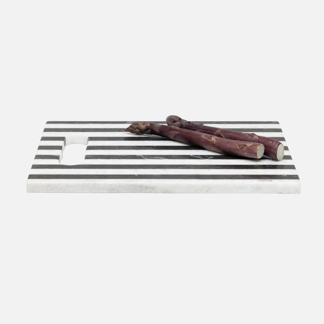 Marceau Black/White Striped Serving Board Marble 12"X16"
