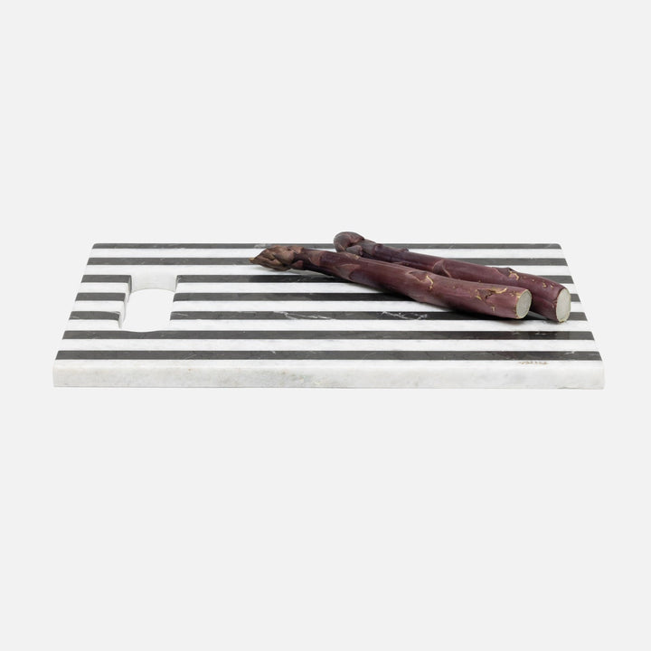Marceau Black/White Striped Serving Board Marble 12"X16"