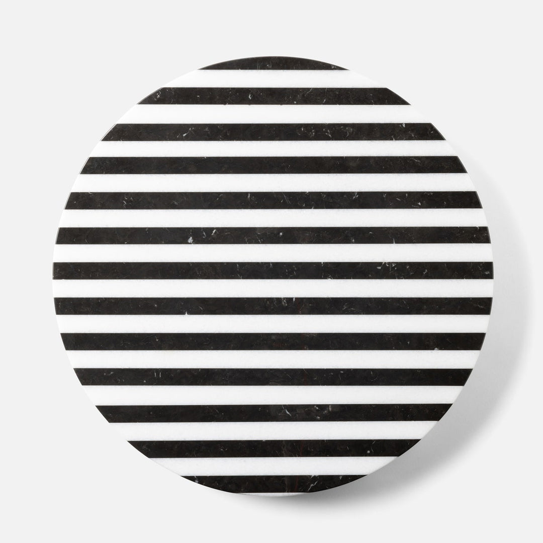 Marceau Black/White Striped Lazy Susan Marble 20"D